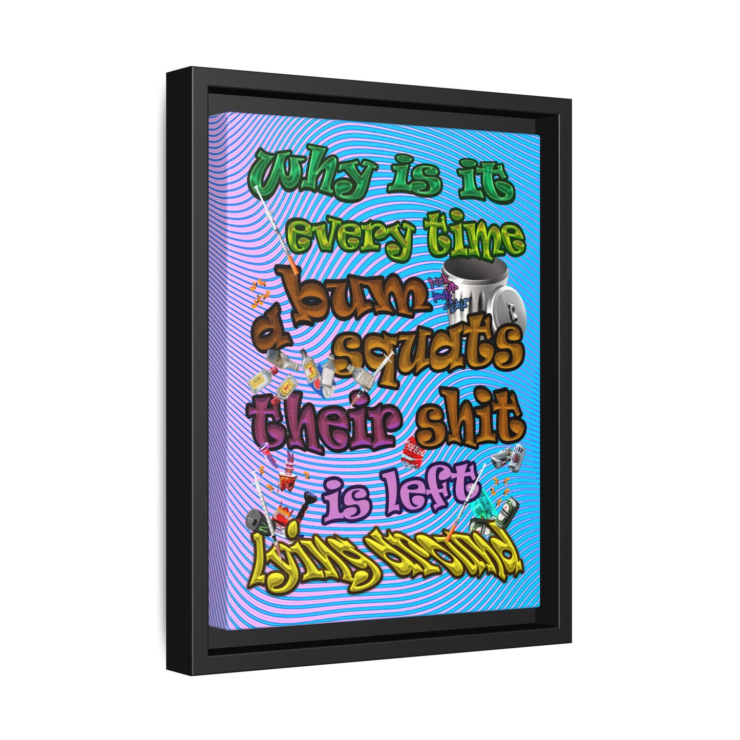 the bum's shit - framed canvas art (light blue-purple wave)