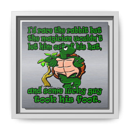 turtle race - framed canvas art (brushed nickel)