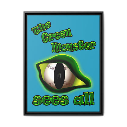 green monster - framed canvas art (turquoise)