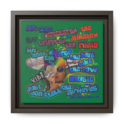 drop the beat - framed canvas art (dark green)