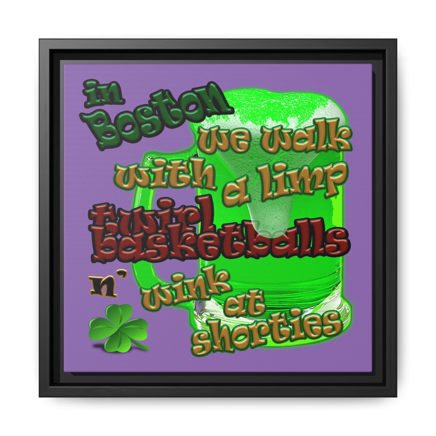 celtics logo - framed canvas art (light purple)