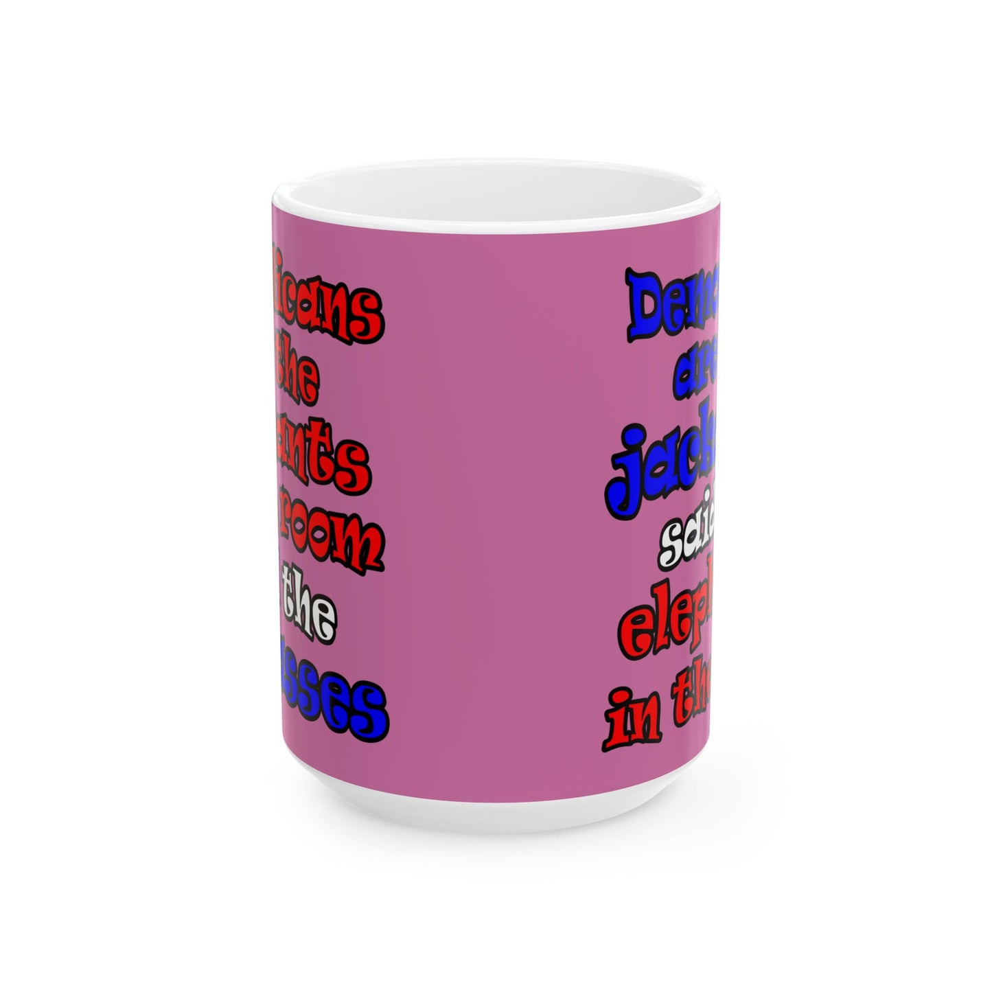 donkeys and elephants - White Mug (light pink)