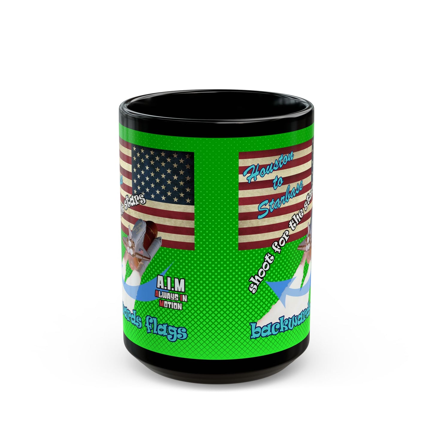 shoot for the stars - Black Mug (logo green)