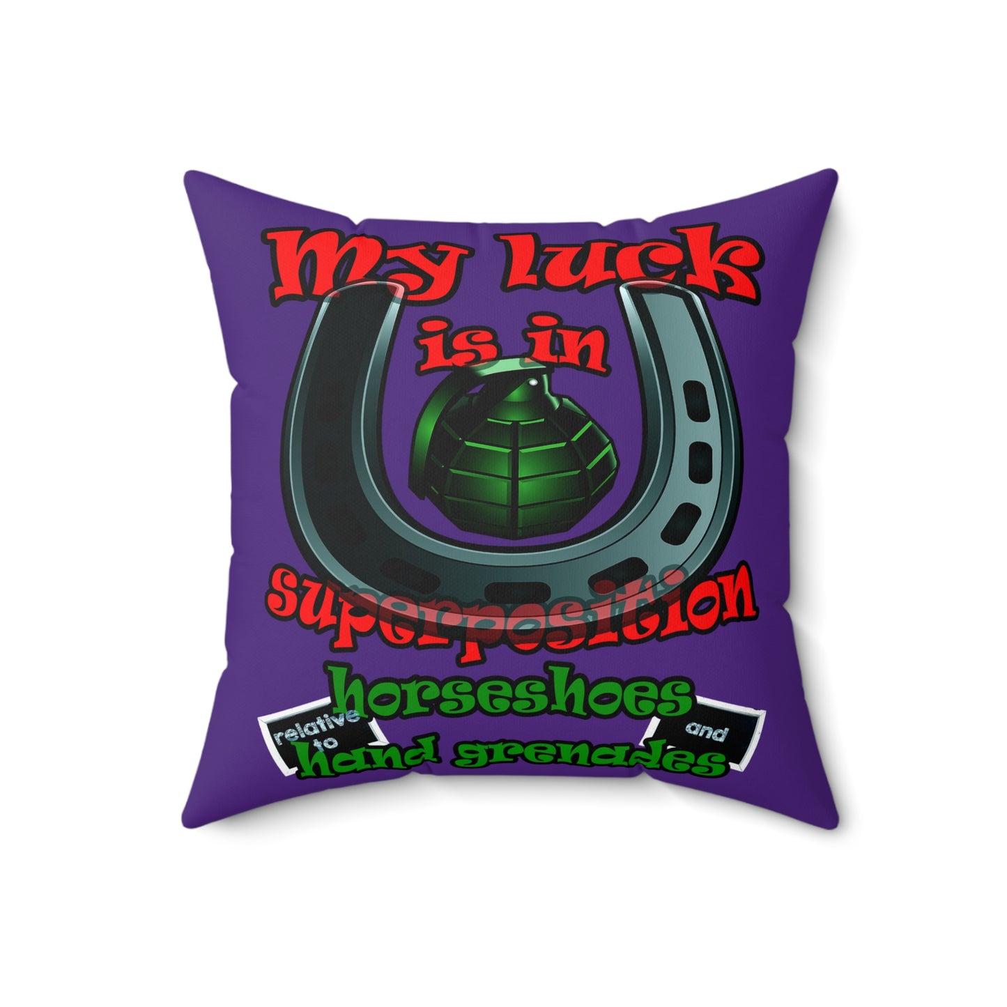 my luck - Spun Polyester Square Pillow - (purple)