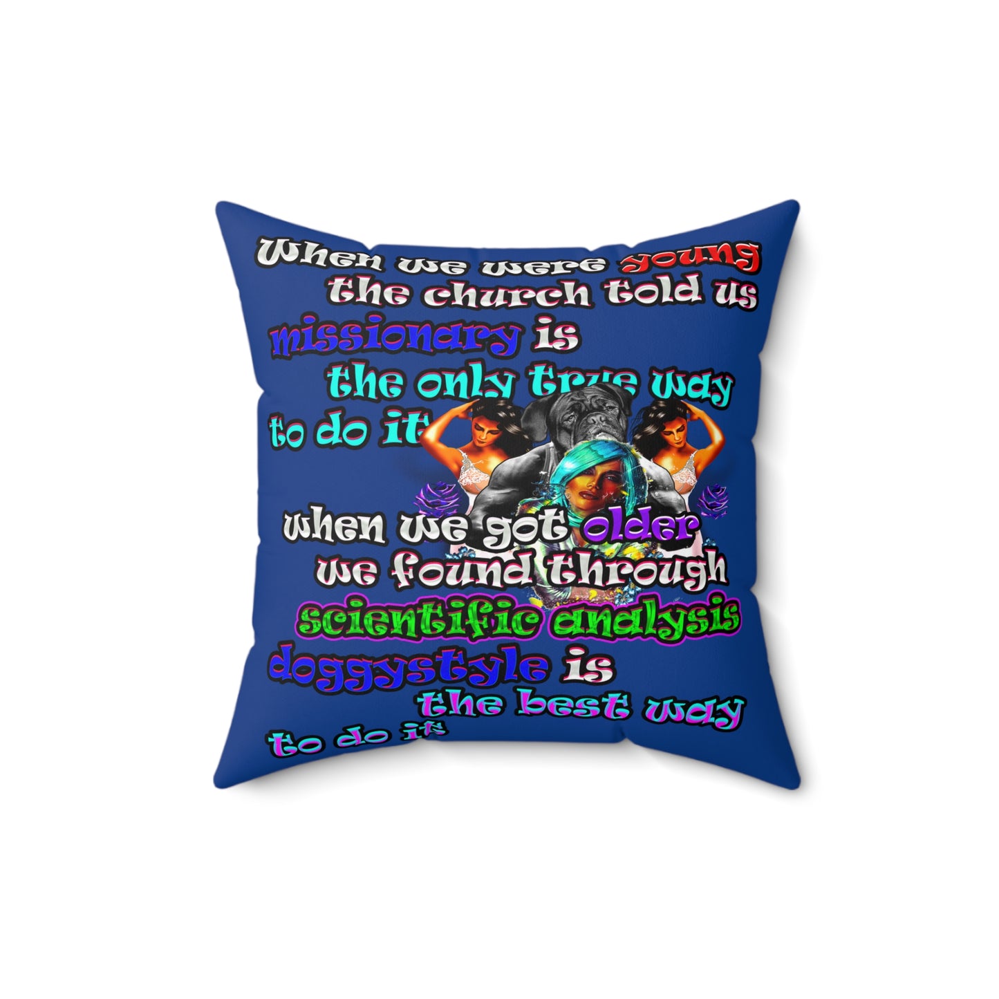 doggystyle - Spun Polyester Square Pillow - (dark blue)