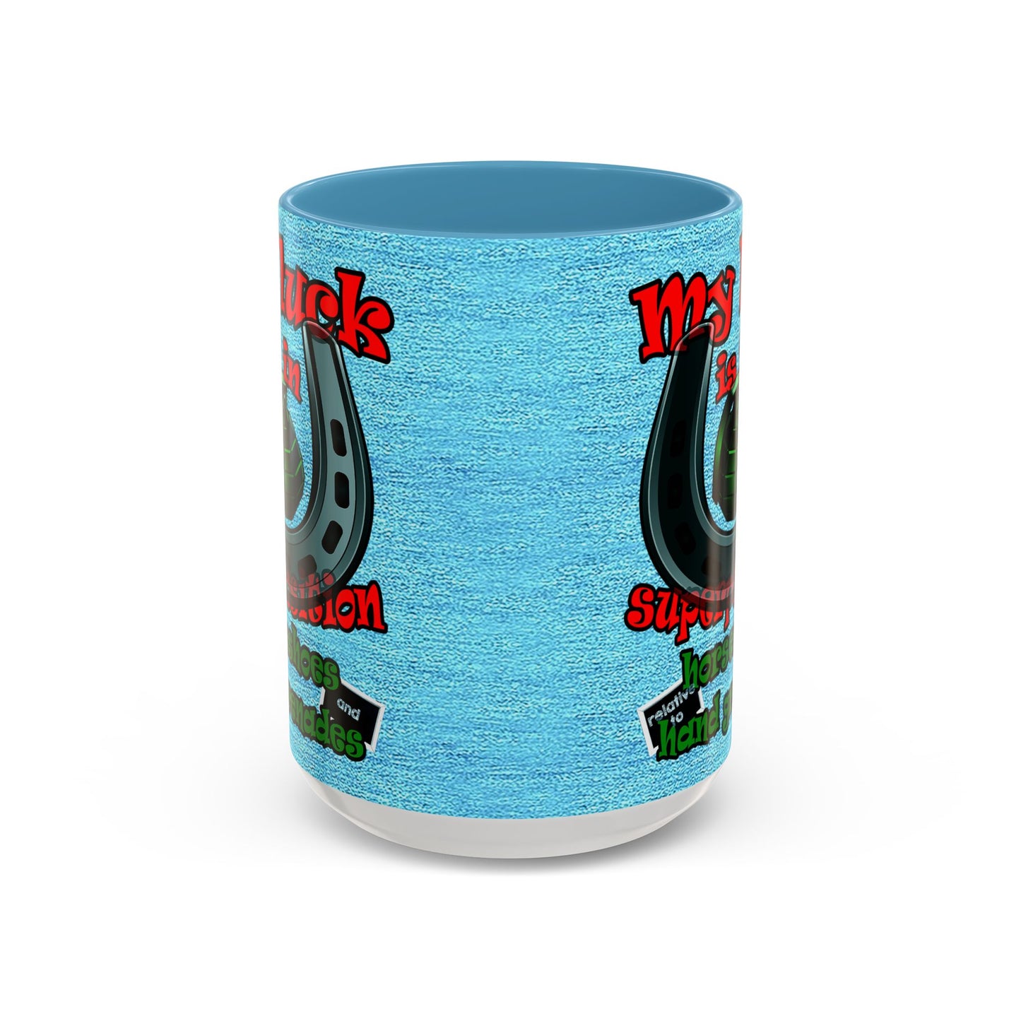 my luck - Accent Mug (faded dark blue)