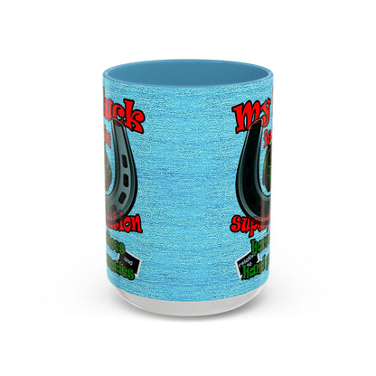 my luck - Accent Mug (faded dark blue)