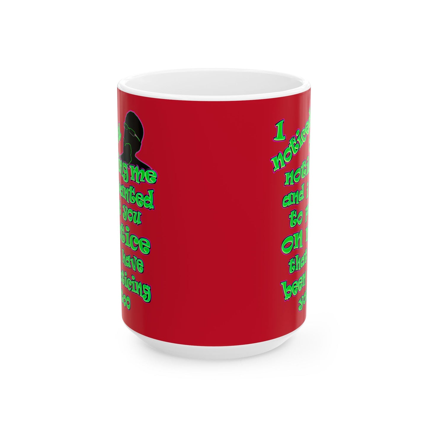 noticed you noticing - White Mug (dark red)