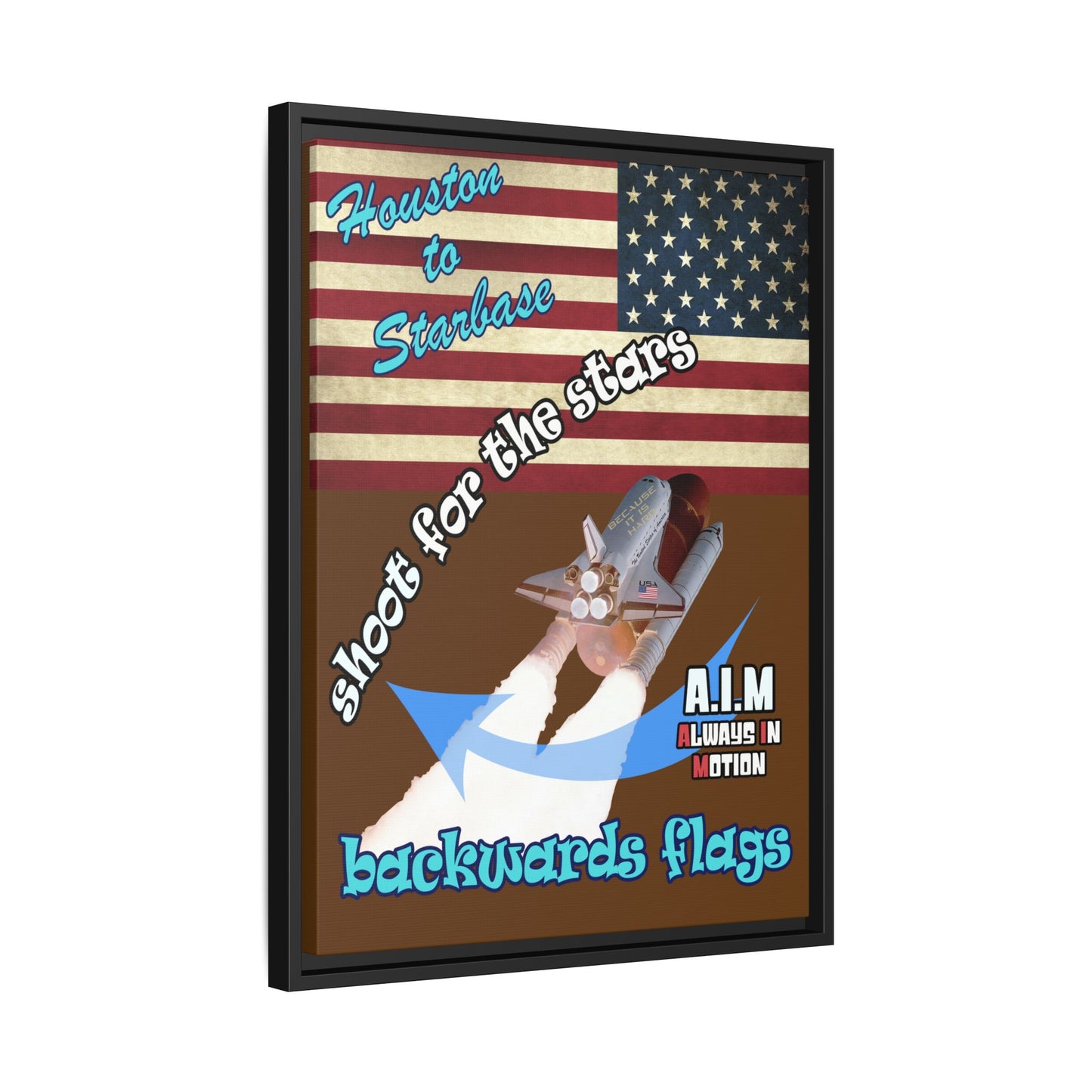 shoot for the stars - framed canvas art (brown)