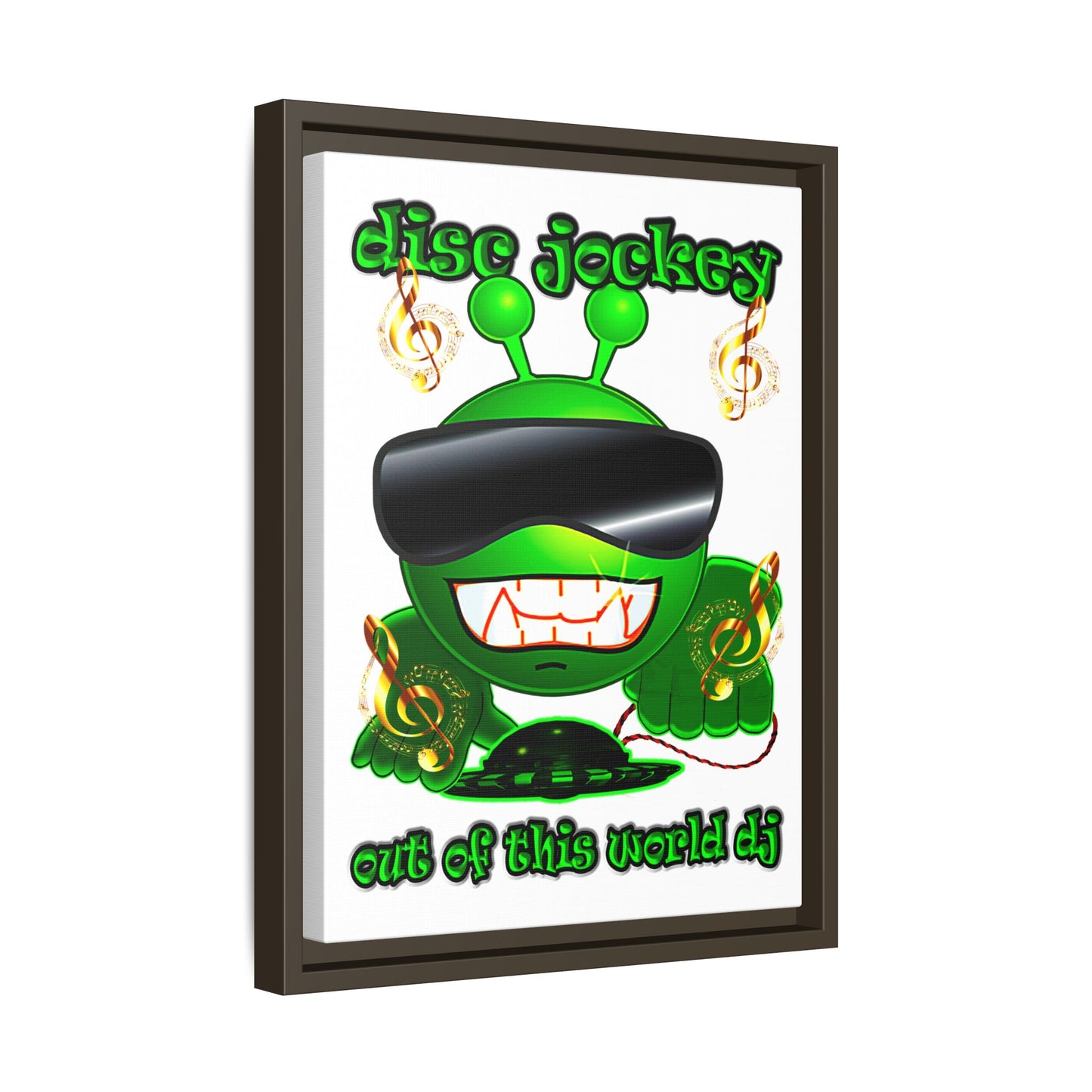 disc jockey - framed canvas art (white)