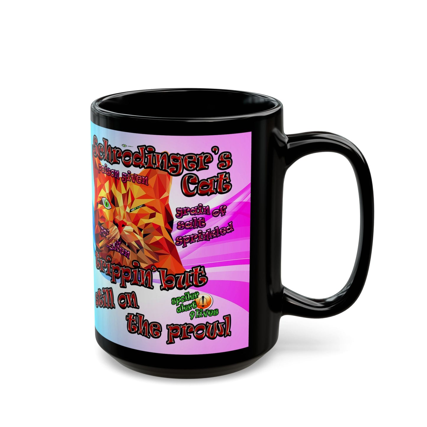 schrodinger's cat - Black Mug (light blue-pink wave)