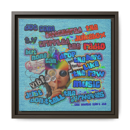 drop the beat - framed canvas art (faded blue)