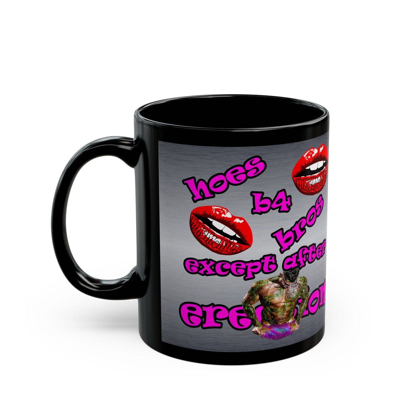 hoes b4 bros - Black Mug (brushed  nickel)