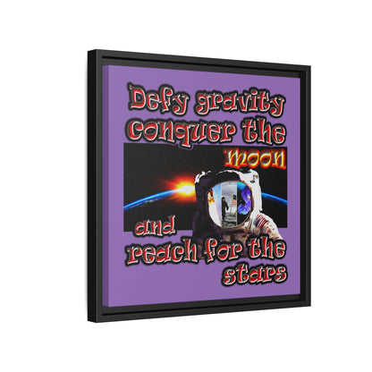 defy conquer reach - framed canvas art (light purple)