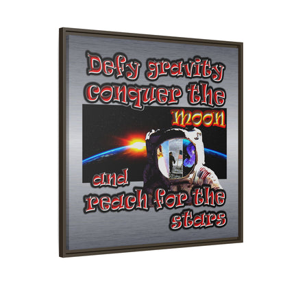 defy conquer reach - framed canvas art (brushed nickel)