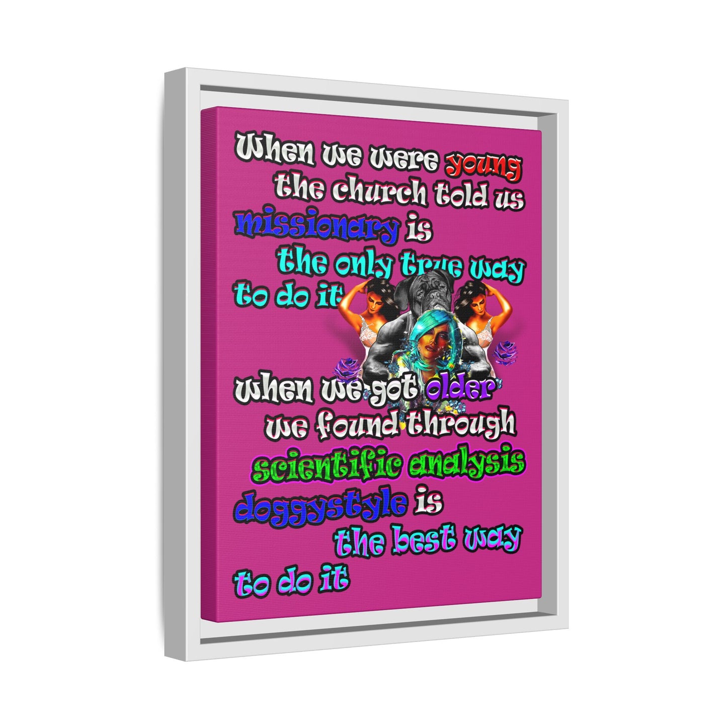 doggystyle - framed canvas art (pink)