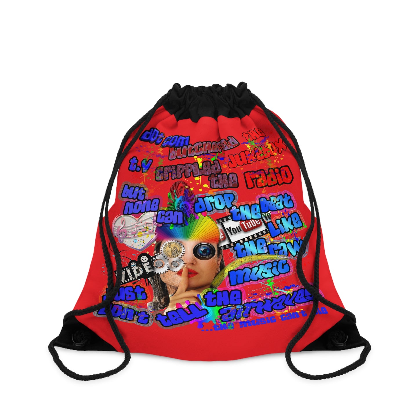 drop the beat - Drawstring Bag (red)