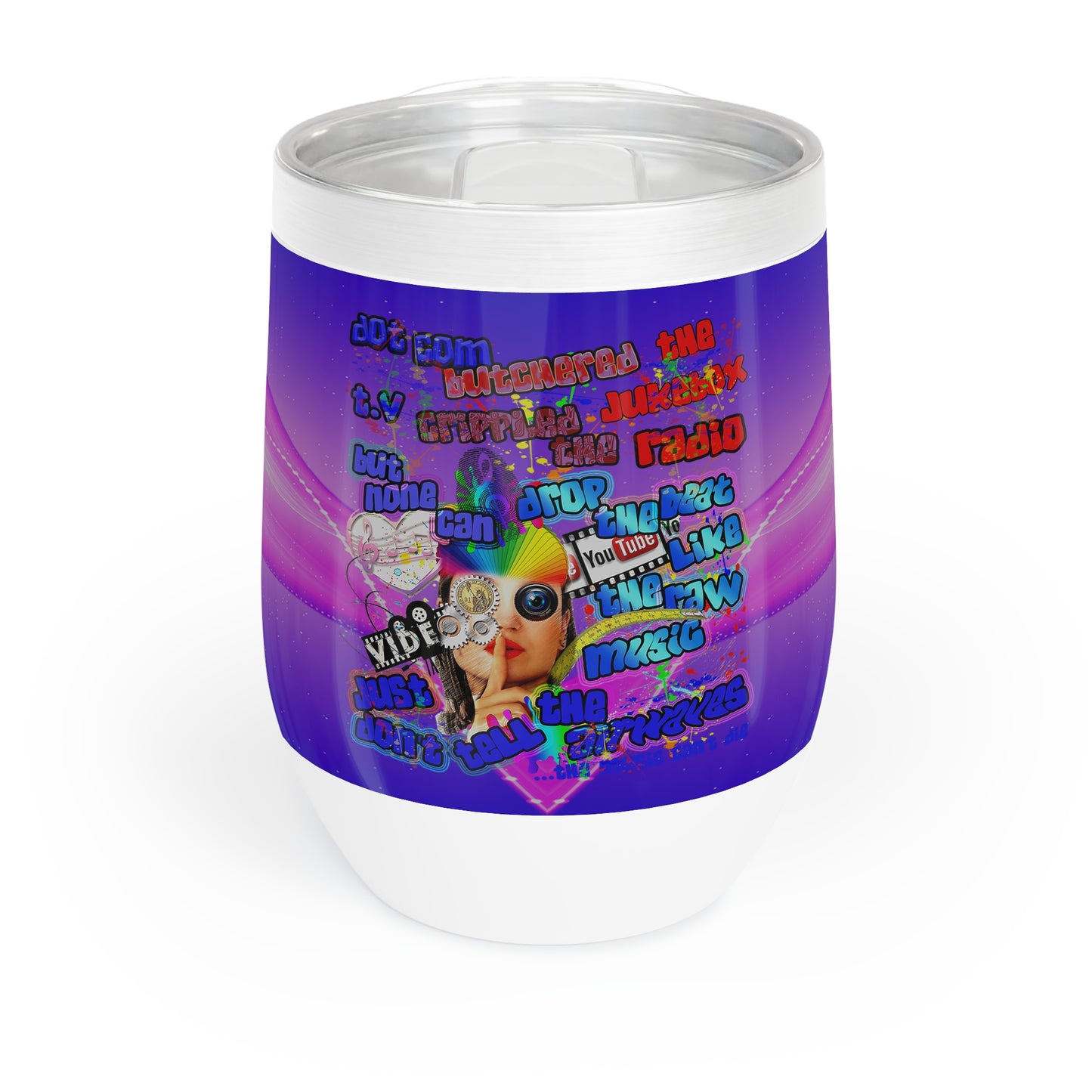 drop the beat - Chill Wine Tumbler  (purple-pink wave)