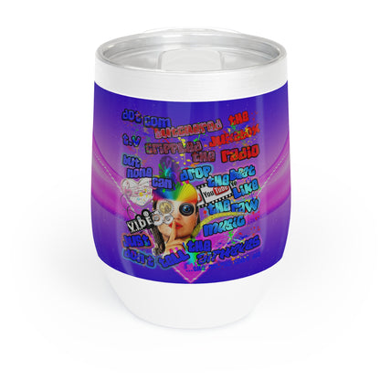 drop the beat - Chill Wine Tumbler  (purple-pink wave)