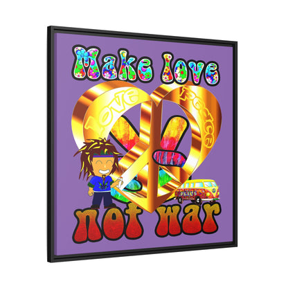 love peace - framed canvas art (light purple)