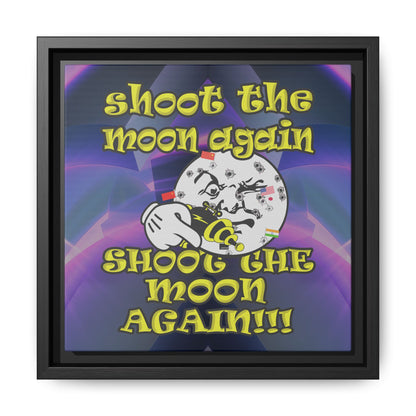 shoot the moon again - framed canvas art (grey-pink wave)
