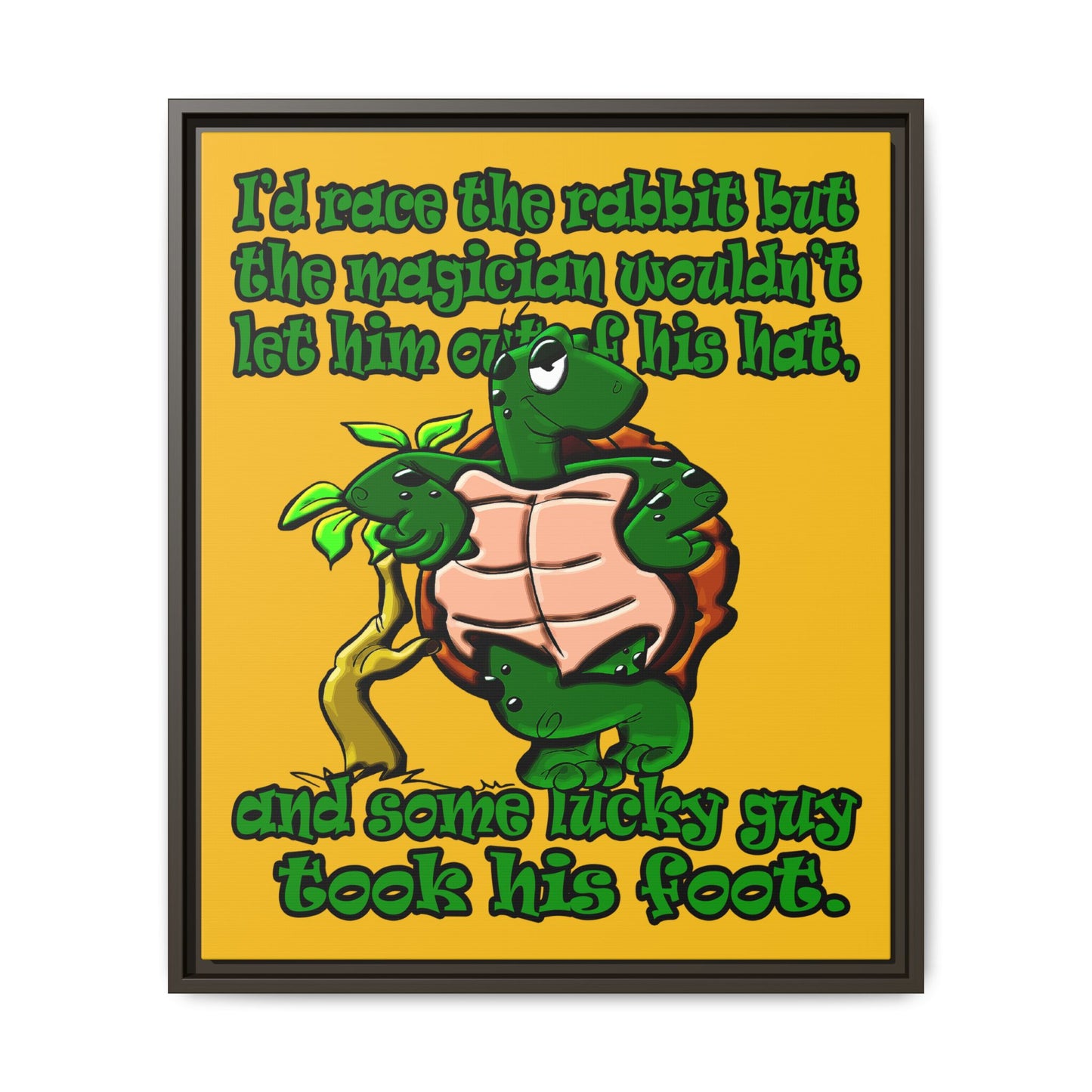 turtle race - framed canvas art (yellow)