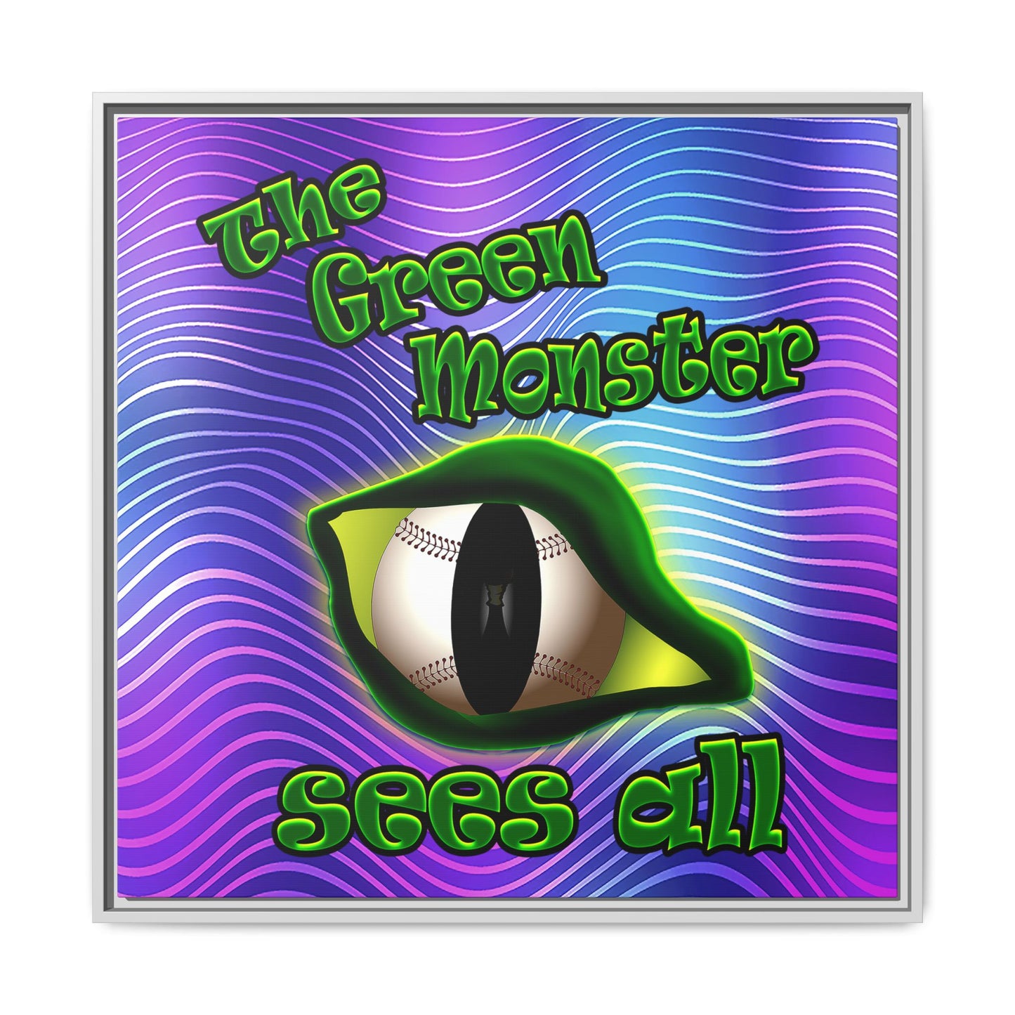 green monster - framed canvas art (purple wave)