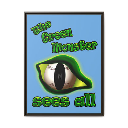 green monster - framed canvas art (light blue)