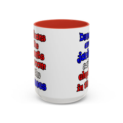 donkeys and elephants - Accent Mug (white)