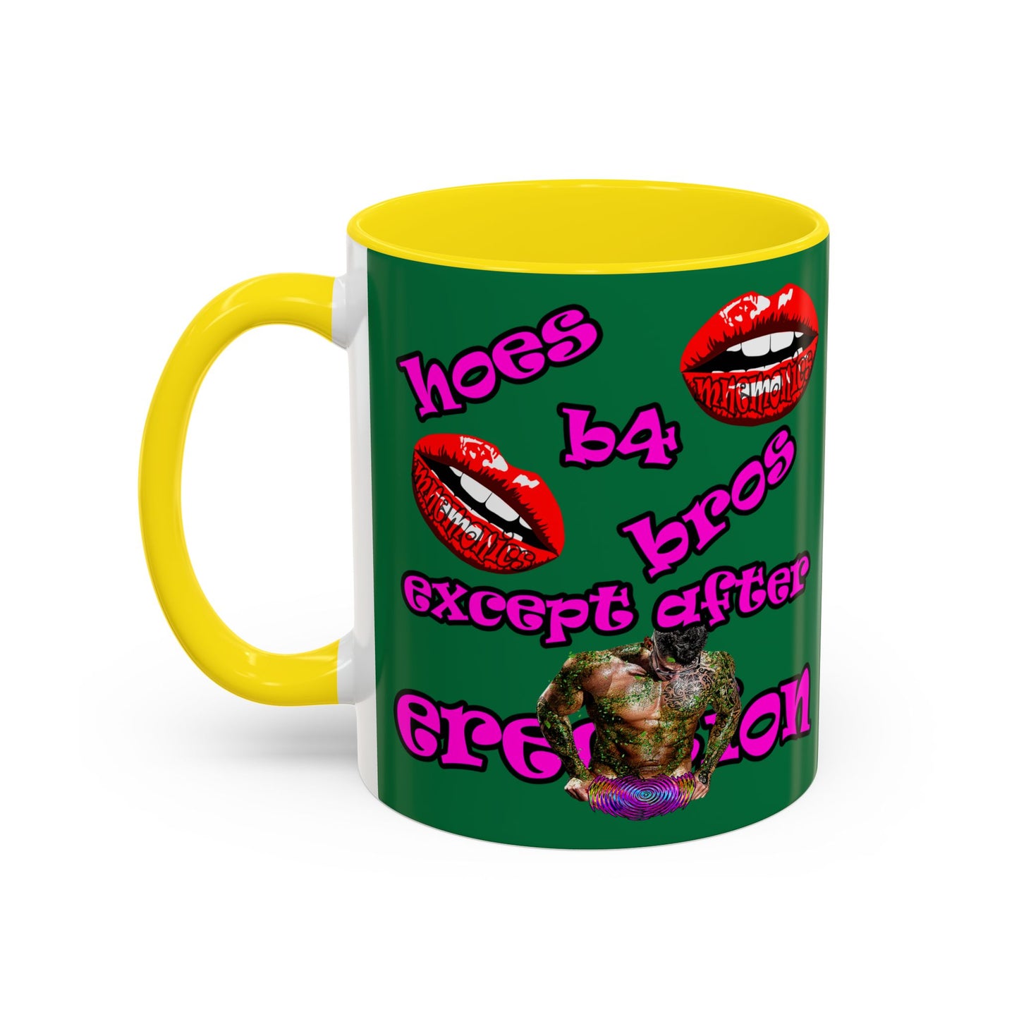 hoes b4 bros - Accent Mug (dark green)