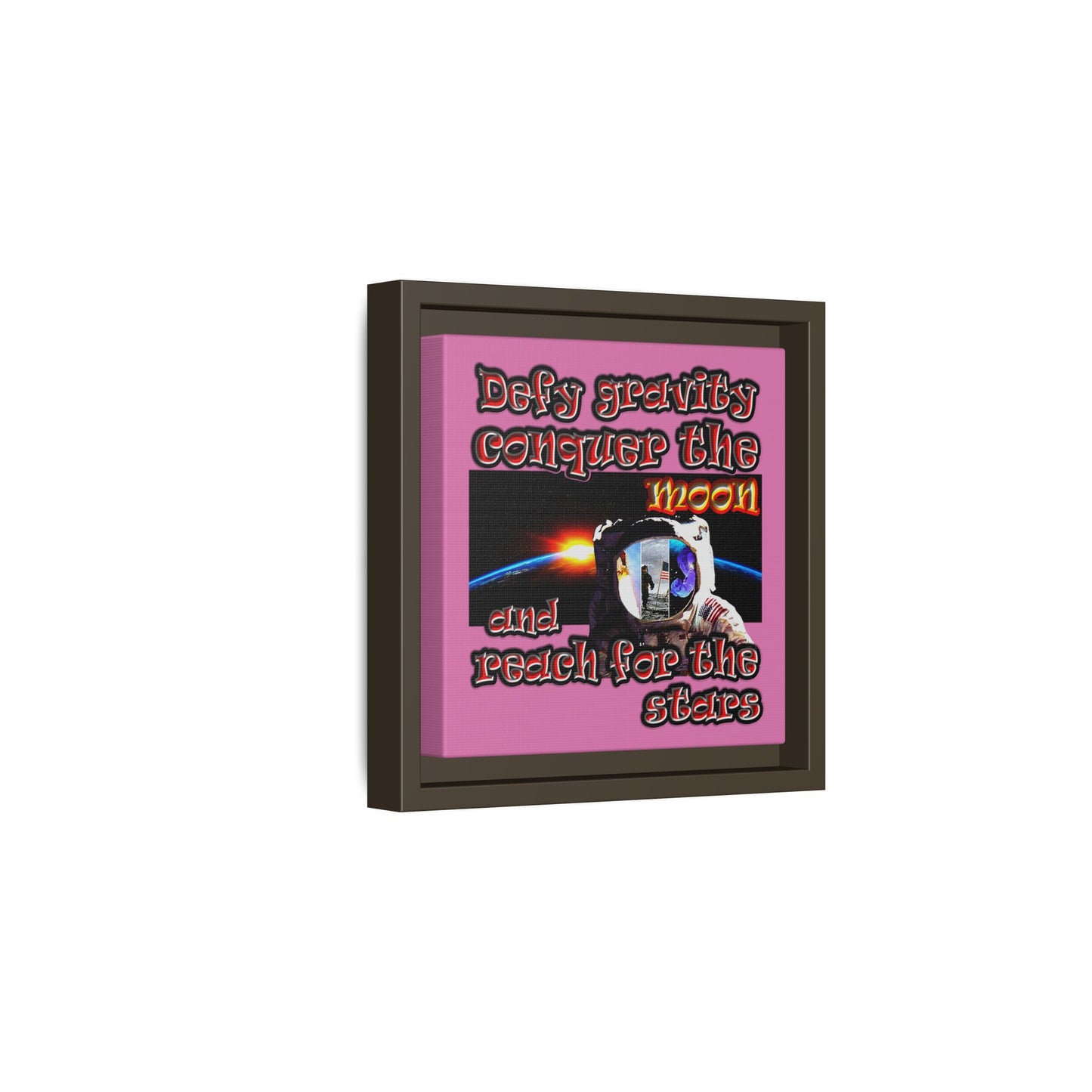 defy conquer reach - framed canvas art (light pink)