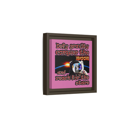 defy conquer reach - framed canvas art (light pink)