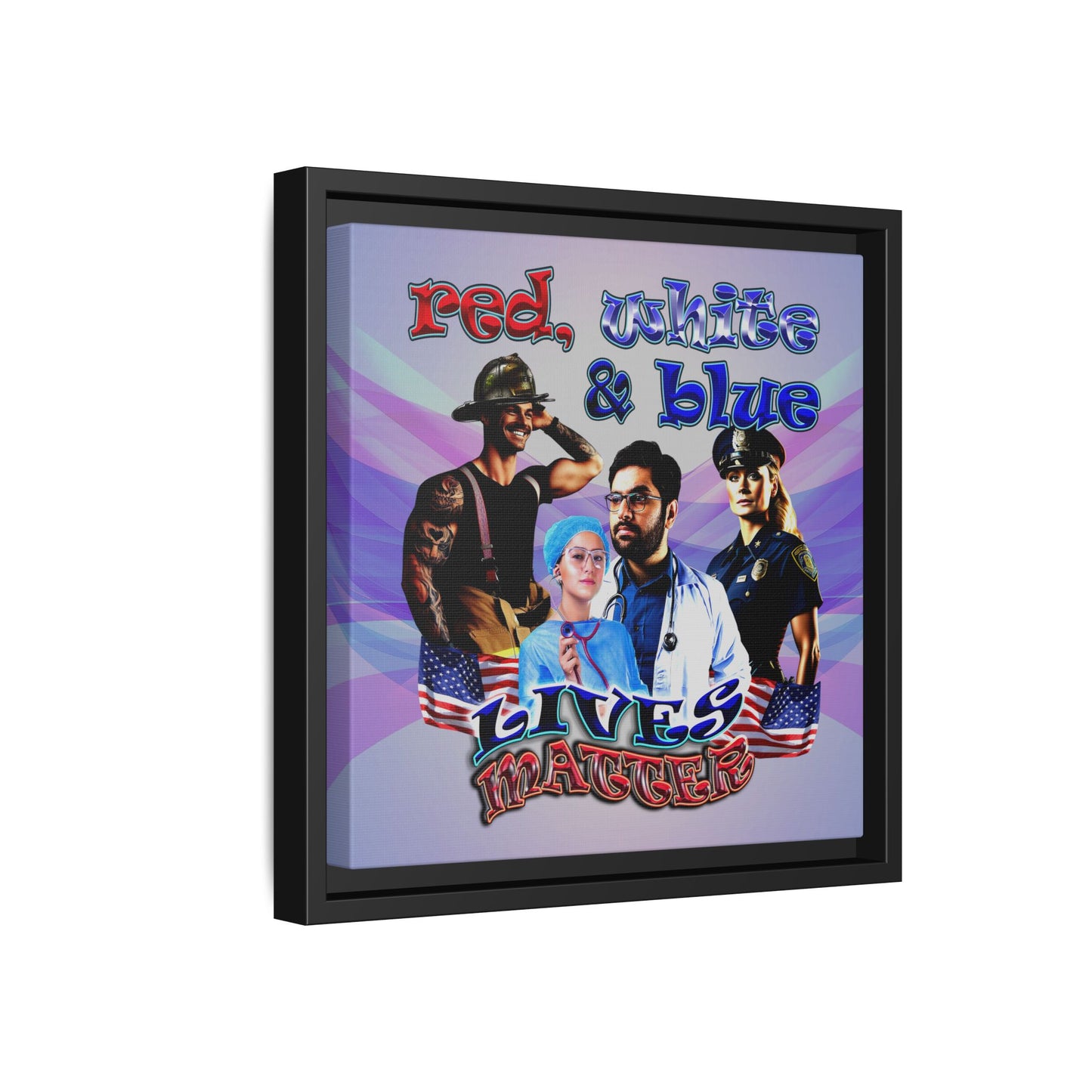 rw&b lives matter - framed canvas art (light blue-pink wave)
