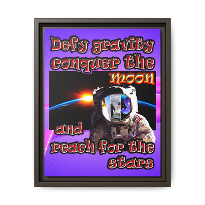 defy conquer reach - framed canvas art (purple-pink wave)