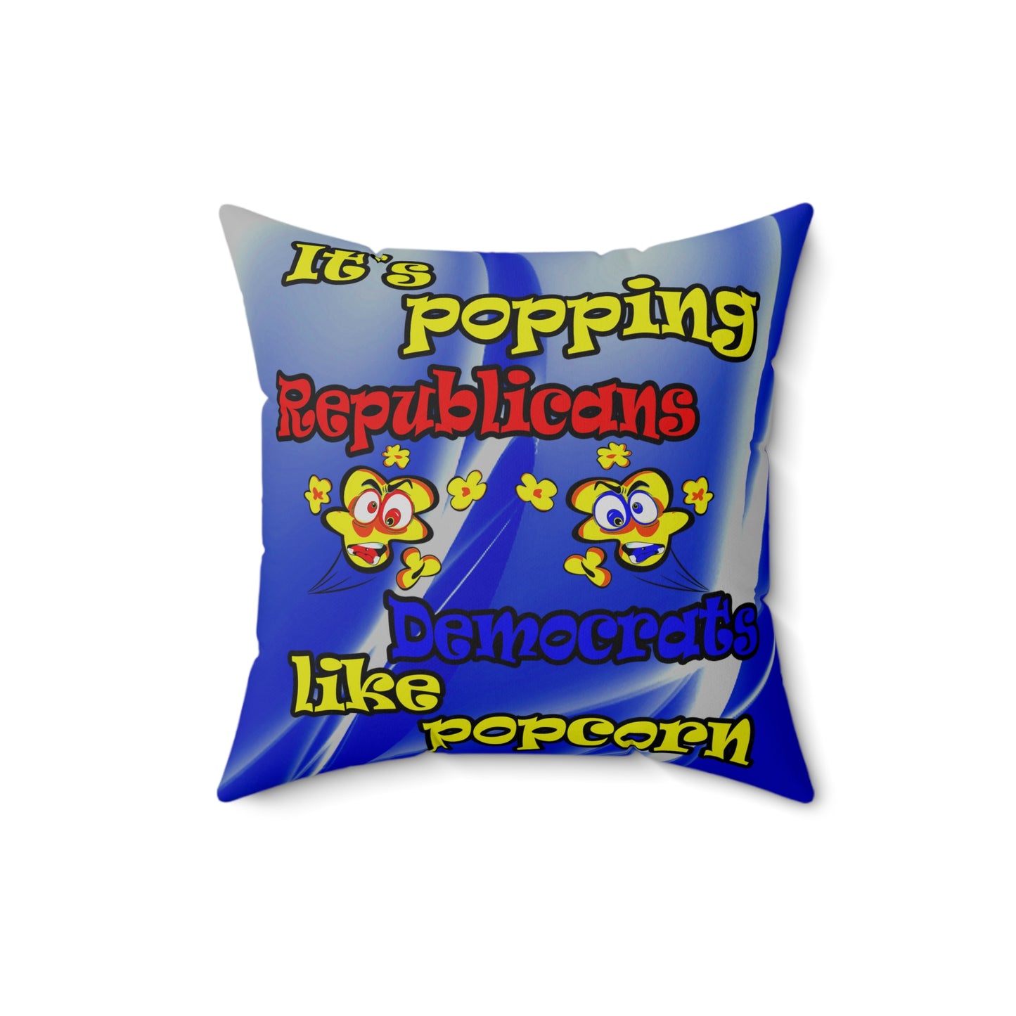 popping like popcorn - Spun Polyester Square Pillow - (blue-white wave)