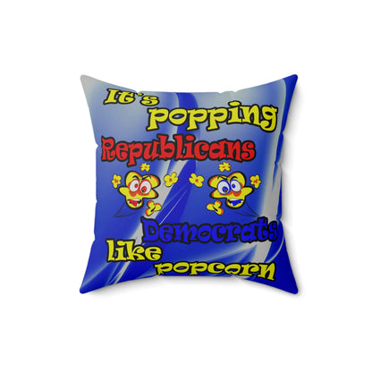 popping like popcorn - Spun Polyester Square Pillow - (blue-white wave)