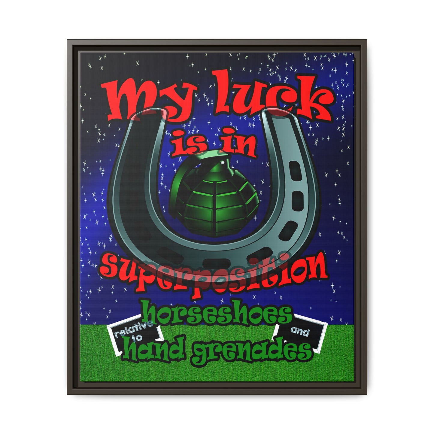 my luck - framed canvas art ('snoops' background)