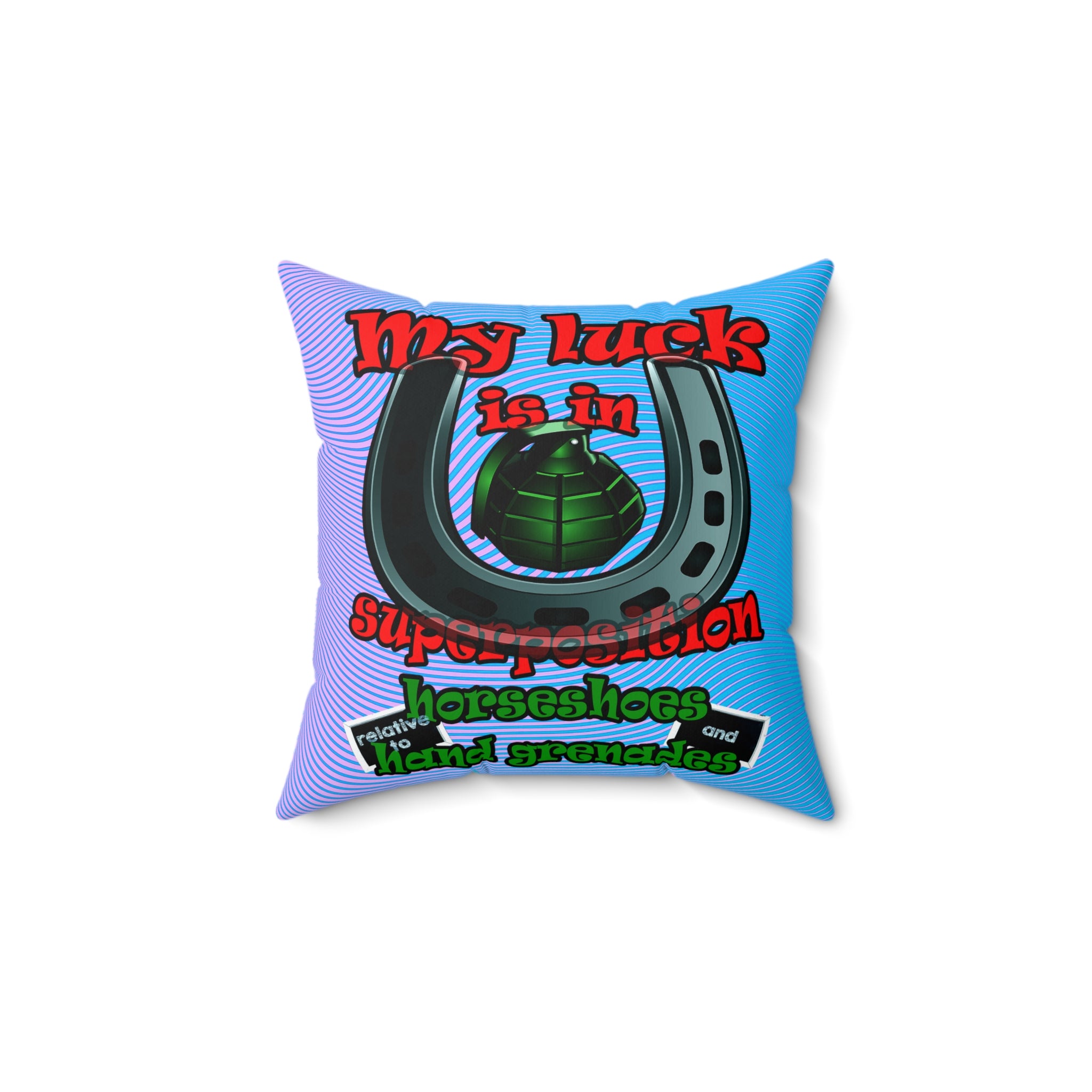 my luck - Spun Polyester Square Pillow - (light blue-purple wave)
