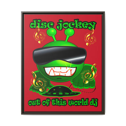 disc jockey - framed canvas art (dark red)