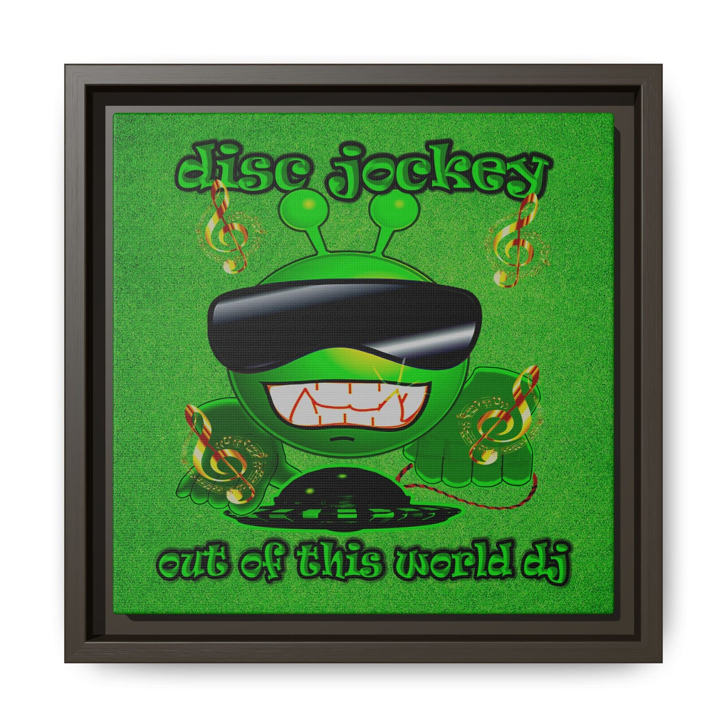 disc jockey - framed canvas art (green turf)