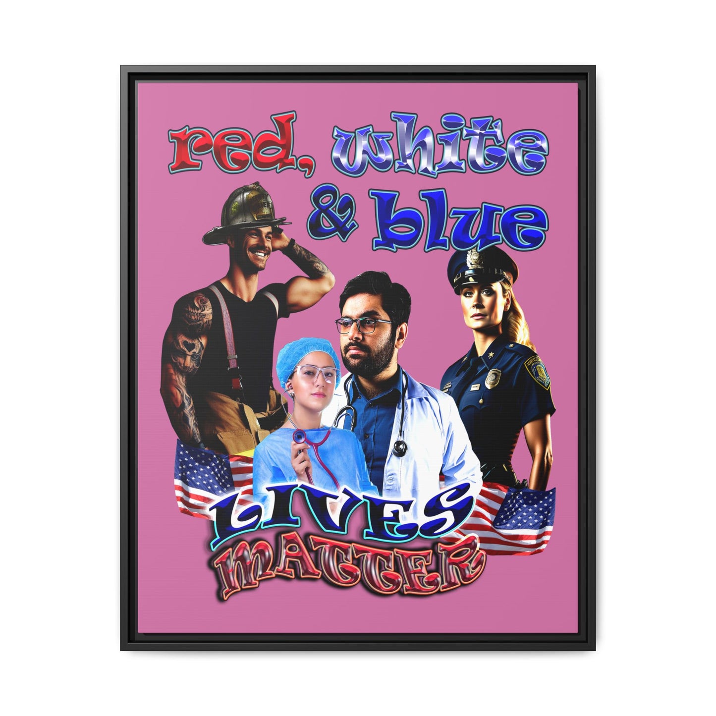 rw&b lives matter - framed canvas art (light pink)