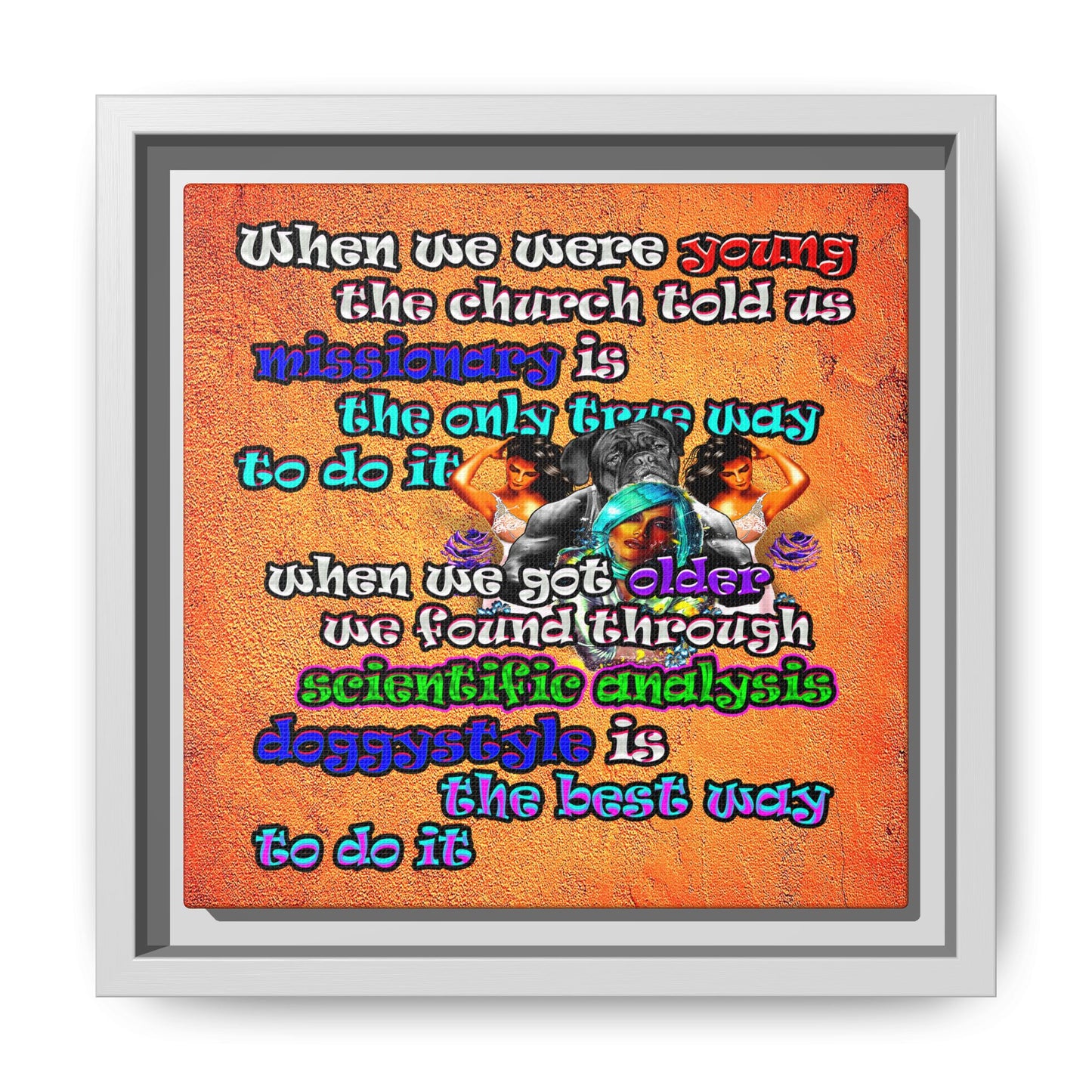 doggystyle - framed canvas art (burnt orange)