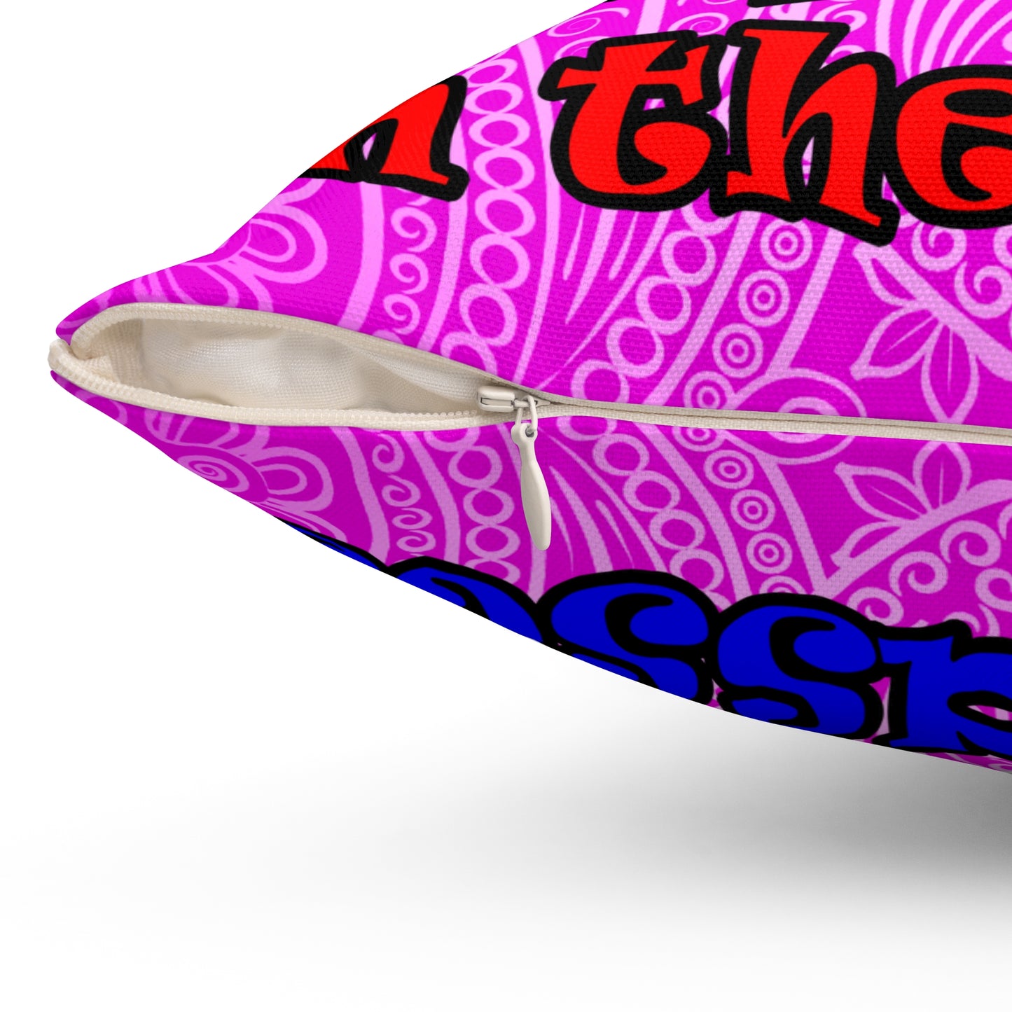 donkeys and elephants - Spun Polyester Square Pillow - (pink swirl)