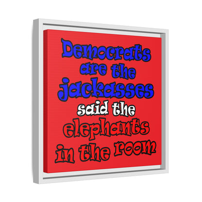 donkeys and elephants - framed canvas art (red)