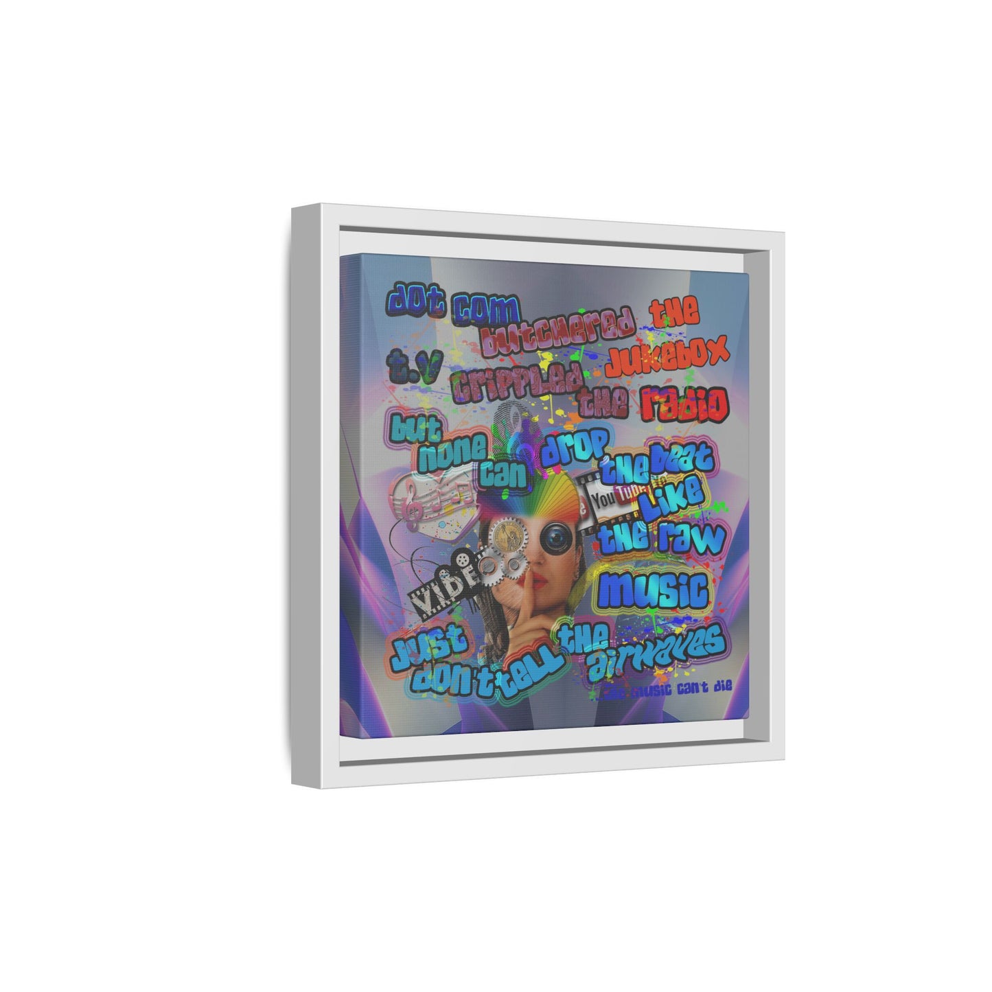 drop the beat - framed canvas art (grey-pink wave)