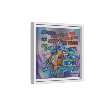 drop the beat - framed canvas art (grey-pink wave)