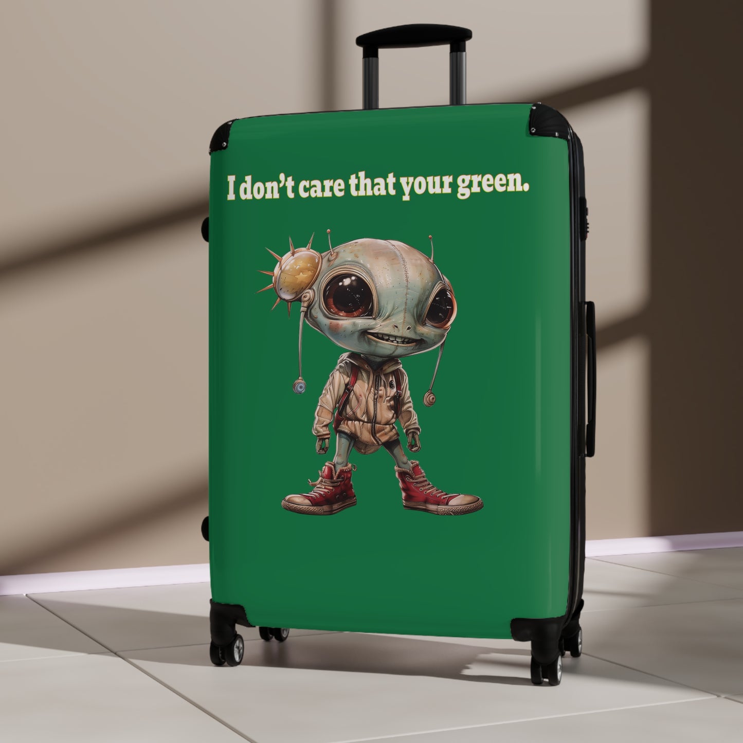 I don't care that your green - Suitcase (dark green)