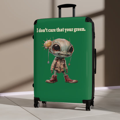 I don't care that your green - Suitcase (dark green)