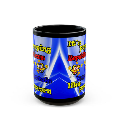 popping like popcorn - Black Mug (blue-white wave)