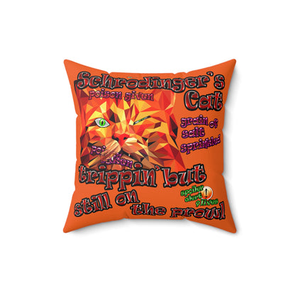 schrodinger's cat - Faux Suede Square Pillow - (orange)